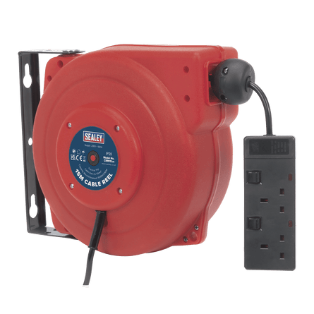 Sealey CRM15 Cable Reel System Retractable 15m 2 x 230V Socket - CRM15 - Sealey Tools UK - Workshop Tool Storage