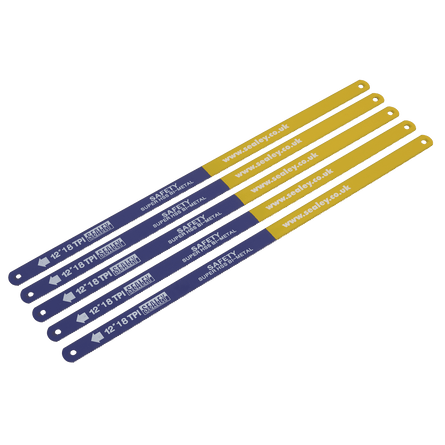 Sealey HSB0518 Hacksaw Blade 300mm HSS Bi - Metal 18tpi Pack of 5 - HSB0518 - Sealey Tools UK - Workshop Tool Storage