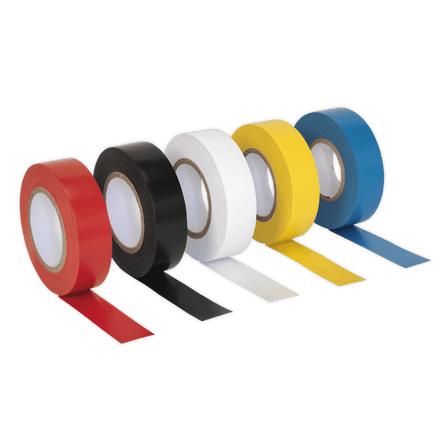 Sealey ITMIX10 PVC Insulating Tape 19mm x 20m Mixed Colours Pack of 10 - ITMIX10 - Sealey Tools UK - Workshop Tool Storage