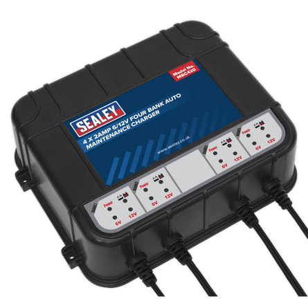 Sealey MBC420 Four Bank 6/12V 8Amp (4 x 2A) Auto Maintenance Charger - MBC420 - Sealey Tools UK - Workshop Tool Storage