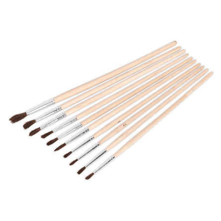 Sealey PB2 Touch - Up Paint Brush Assortment 10pc Wooden Handle - PB2 - Sealey Tools UK - Workshop Tool Storage