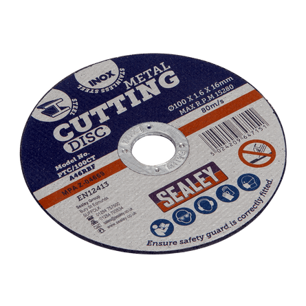 Sealey PTC/100CT Cutting Disc 100 x 1.6mm 16mm Bore - PTC/100CT - Sealey Tools UK - Workshop Tool Storage
