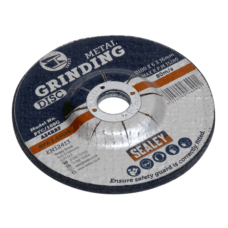 Sealey PTC/100G Grinding Disc 100 x 6mm 16mm Bore - PTC/100G - Sealey Tools UK - Workshop Tool Storage