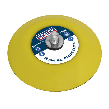 Sealey PTC75VAM6 Hook - and - Loop Backing Pad 71mm M6 x 1mm - PTC75VAM6 - Sealey Tools UK - Workshop Tool Storage