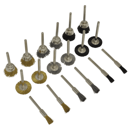 Sealey RTA18WB Rotary Tool Brush Set 18pc - RTA18WB - Sealey Tools UK - Workshop Tool Storage