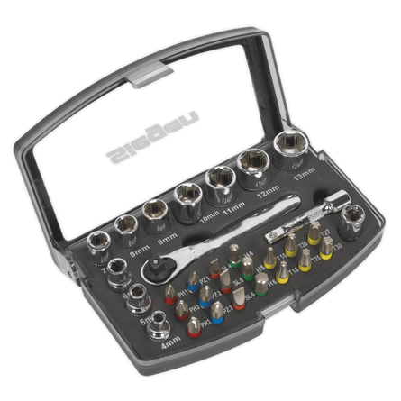Sealey S01036 Socket & Bit Set 31pc 1/4"Sq Drive - S01036 - Sealey Tools UK - Workshop Tool Storage