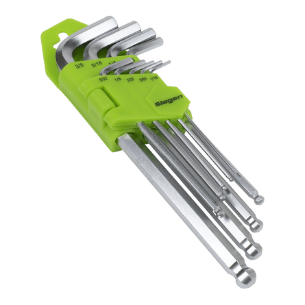 Sealey S01261 Hex Key Set Long Ball - End 9pc - Imperial - S01261 - Sealey Tools UK - Workshop Tool Storage