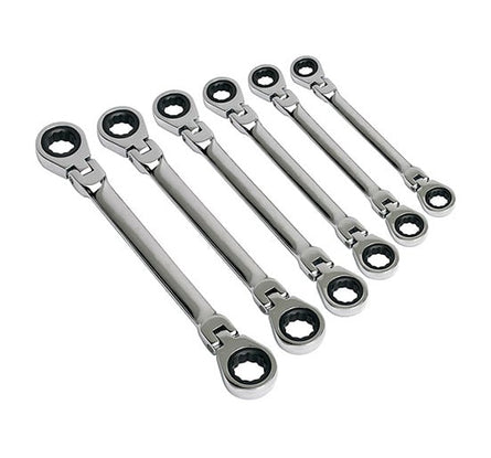 Sealey S0806 Flexi - Head Double End Ratchet Ring Spanner Set 6pc M - SLY-14153 - Sealey Tools UK - Workshop Tool Storage