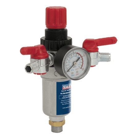 Sealey SA4FR/38 Air Filter/Regulator 3/8"BSP Male - 1/4"BSP Male - SA4FR/38 - Sealey Tools UK - Workshop Tool Storage