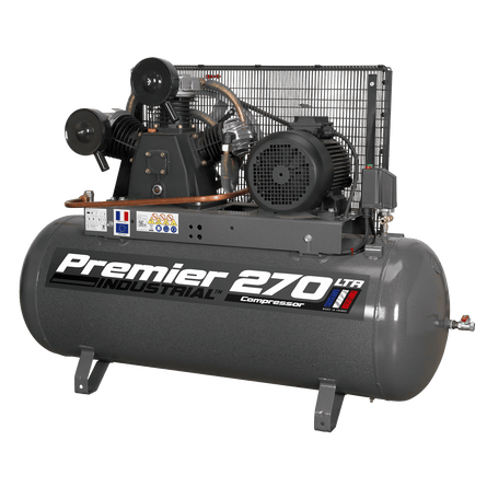 Sealey SAC32775B Air Compressor 270L Belt Drive 7.5hp 3ph - SAC32775B - Sealey Tools UK - Workshop Tool Storage