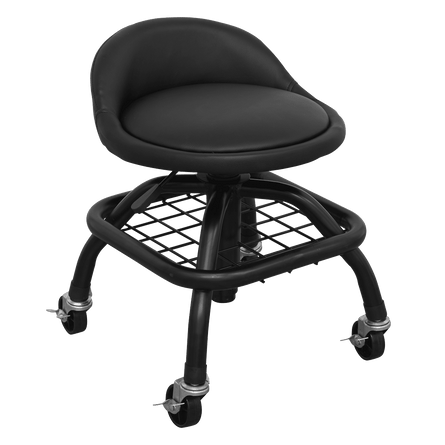 Sealey SCR02B Creeper Stool Pneumatic with Adjustable Height Swivel Seat & Back Rest - SCR02B - Sealey Tools UK - Workshop Tool Storage