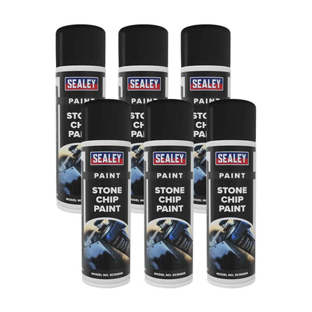 Sealey SCS060 Stone Chip Paint 500ml - Pack of 6 - SCS060 - Sealey Tools UK - Workshop Tool Storage