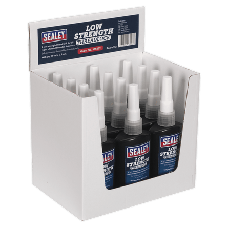Sealey SCS222 Thread Lock Low Strength 50ml Pack of 12 - SCS222 - Sealey Tools UK - Workshop Tool Storage