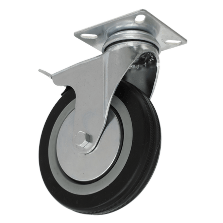 Sealey SCW1125SPL Castor Wheel Swivel Plate with Brake 125mm - SCW1125SPL - Sealey Tools UK - Workshop Tool Storage
