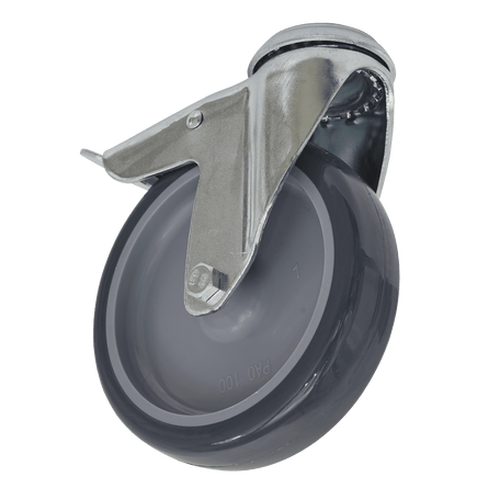 Sealey SCW2100SBL Castor Wheel Bolt Hole Swivel with Total Lock 100mm - SCW2100SBL - Sealey Tools UK - Workshop Tool Storage