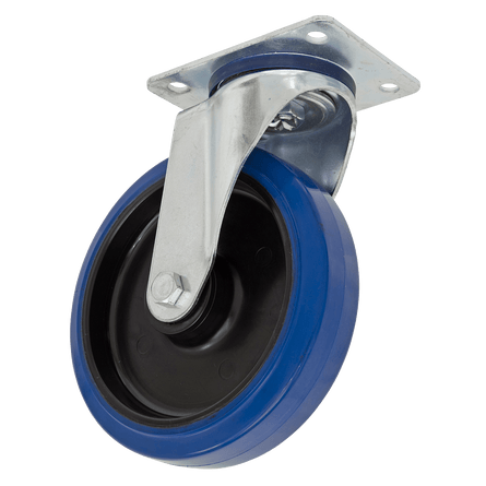 Sealey SCW3100SPEM Heavy - Duty Blue Elastic Rubber Swivel Castor Wheel 100mm - Trade - SCW3100SPEM - Sealey Tools UK - Workshop Tool Storage