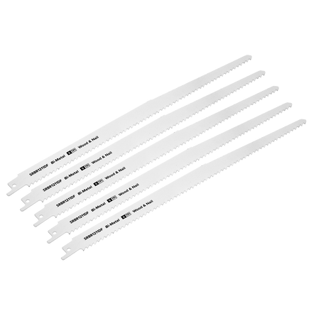 Sealey SRBR1211DF Reciprocating Saw Blade Wood & Nail 300mm 6tpi - Pack of 5 - SRBR1211DF - Sealey Tools UK - Workshop Tool Storage