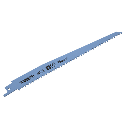 Sealey SRBS811D Reciprocating Saw Blade Clean Wood 200mm 6tpi - Pack of 5 - SRBS811D - Sealey Tools UK - Workshop Tool Storage