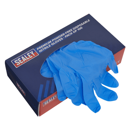 Sealey SSP55XL Premium Powder - Free Disposable Nitrile Gloves Extra - Large Pack of 100 - SSP55XL - Sealey Tools UK - Workshop Tool Storage