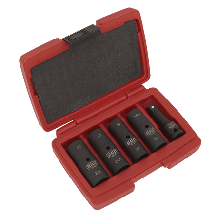 Sealey SX1820 Deep Impact Socket Set 1/2"Sq Drive 80mm Double Ended 18.5 - 22.5mm - 5pc - SX1820 - Sealey Tools UK - Workshop Tool Storage