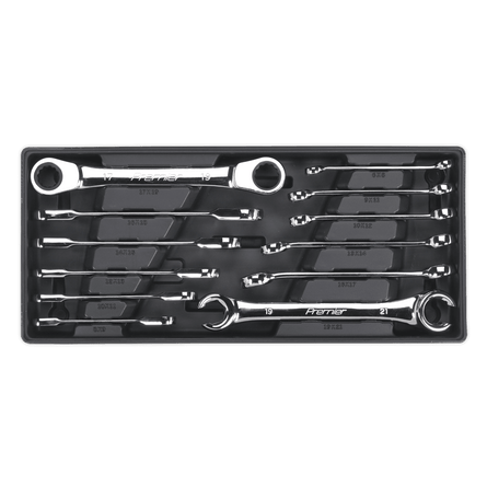 Sealey TBT13 Tool Tray with Flare Nut & Ratchet Ring Spanner Set 12pc - TBT13 - Sealey Tools UK - Workshop Tool Storage