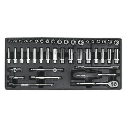 Sealey TBT19 Tool Tray with Socket Set 43pc 1/4"Sq Drive - TBT19 - Sealey Tools UK - Workshop Tool Storage
