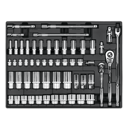Sealey TBT31 Tool Tray with Socket Set 55pc 3/8" & 1/2"Sq Drive - TBT31 - Sealey Tools UK - Workshop Tool Storage