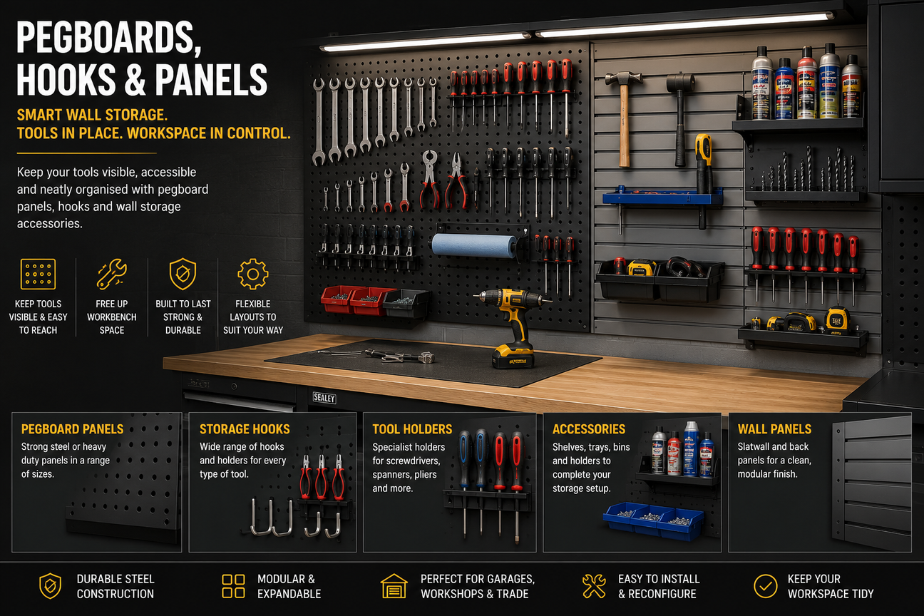 Pegboards, Hooks & Panels