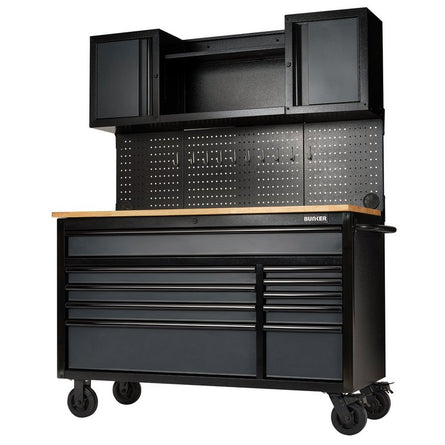 Draper BUNKER® 56" 10 Drawer Roller Workstation with Workbench – Gray or Light Gray