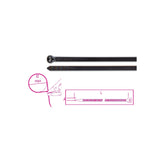 Bmgroup Steel Tooth Nylon Cable Ties Black Uv Resistant 7.6 X 370 Mm - 1748-NL - BMNL3776