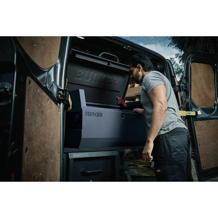 BUNKER® T1 Secure Vehicle Storage Box | Grey & Green | Heavy-Duty Steel