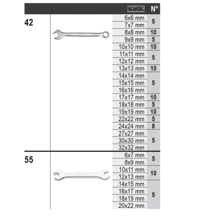 Beta 173-Piece Wrench Assortment With Hooks Without Panel - 6600 M/29