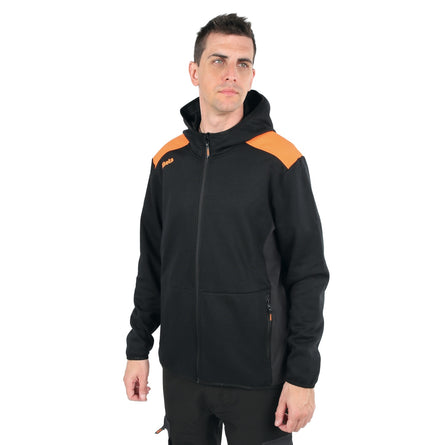 Beta Long-Zipped Hoodie Black With Anthracite Grey Inserts Size L - 7566NG - 7566NG L
