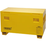 Yellow Draper truck and site box on a white background