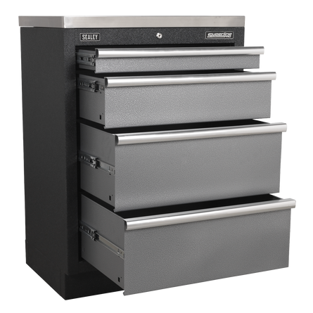 Tool chest with four drawers on a white background, featuring the Sealey brand.