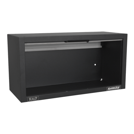 Black wall-mounted tool cabinet with Sealey branding on a white background