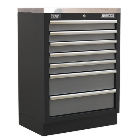 Tool cabinet with multiple drawers and Sealey branding on a white background