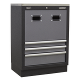 Gray tool cabinet with Sealey branding on a white background