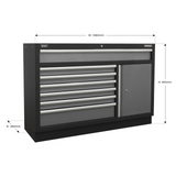 Superline PRO® 1360mm Floor Cabinet – 7-Drawer Modular Tool Cabinet | Heavy-Duty Workshop Storage (APMS64)