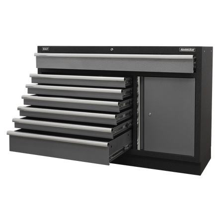 Superline PRO® 1360mm Floor Cabinet – 7-Drawer Modular Tool Cabinet | Heavy-Duty Workshop Storage (APMS64)