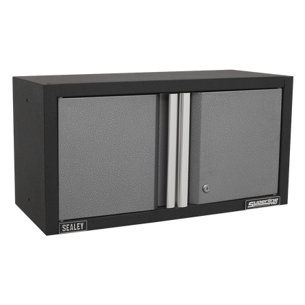 Black and gray storage cabinet with Sealey branding on a white background
