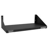 Black metal shelf with Sealey branding on a white background
