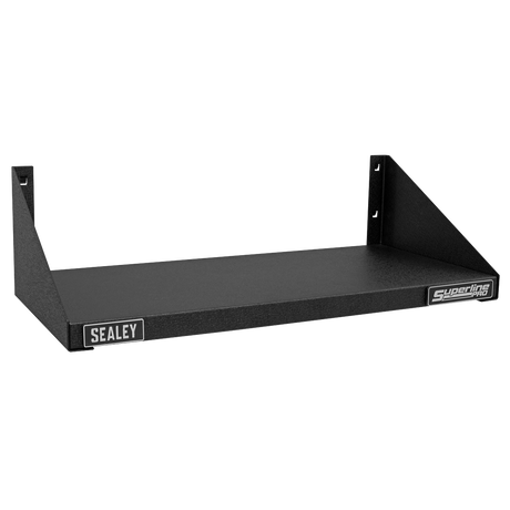 Black metal shelf with Sealey branding on a white background