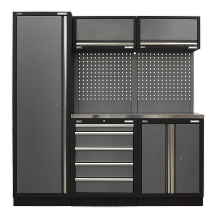 Superline PRO® 1.96m Modular Storage System – Wood or Stainless Steel Worktop | Heavy-Duty Garage & Workshop Cabinets