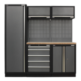 Superline PRO® 1.96m Modular Storage System – Wood or Stainless Steel Worktop | Heavy-Duty Garage & Workshop Cabinets