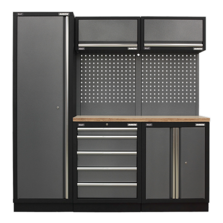Superline PRO® 1.96m Modular Storage System – Wood or Stainless Steel Worktop | Heavy-Duty Garage & Workshop Cabinets