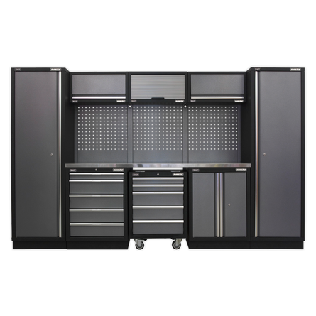 Superline PRO® 3.24m Modular Storage System – Wood or Stainless Steel Worktop | Professional Garage & Workshop Cabinets