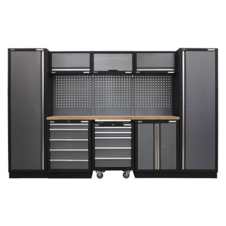 Superline PRO® 3.24m Modular Storage System – Wood or Stainless Steel Worktop | Professional Garage & Workshop Cabinets