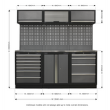 Superline PRO® 2.04m Modular Storage System – Wood or Stainless Steel Worktop | Heavy-Duty Garage & Workshop Cabinets