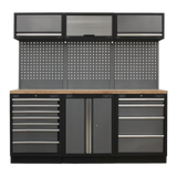 Superline PRO® 2.04m Modular Storage System – Wood or Stainless Steel Worktop | Heavy-Duty Garage & Workshop Cabinets